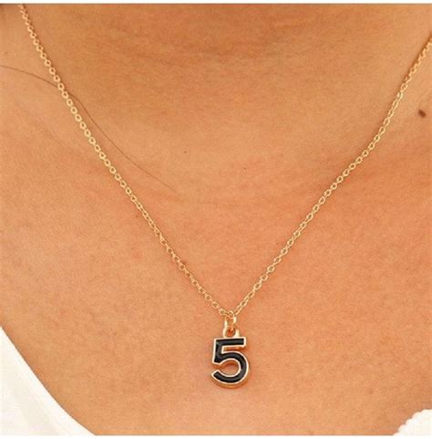 number 5 necklace charm